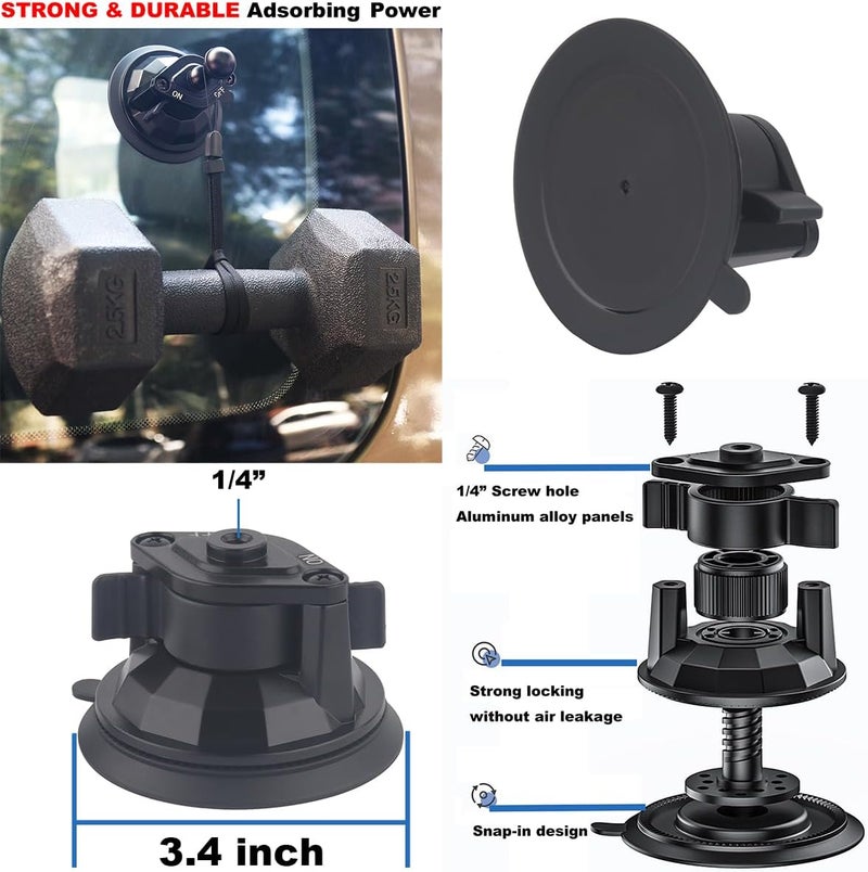 Rigdance Upgraded Car Suction Cup Base with17mm Ball, Compatible with17mm Double Socket Arms | Heavy-Duty 3.4" Suction Base for Windshield | Holds 5.5 lbs – Rosette Bite Locking System - Image 5